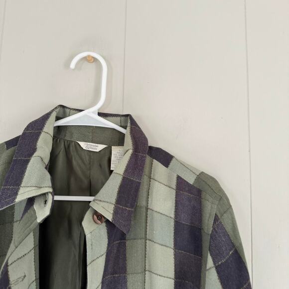 Christopher & banks green/blue plaid button up lightweight blouse women's large - Picture 4 of 5